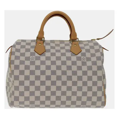 Louis Vuitton White Damier Azur Canvas Speedy Satchel