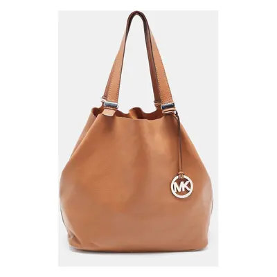 Michael Kors Brown Leather Bucket Tote