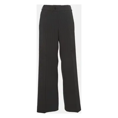 Armani Collezioni Black Pinstripe Regular Trousers