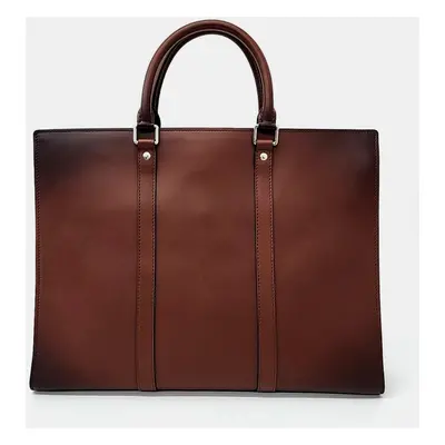 Louis Vuitton Brown Leather Sac Plat Horizontal Zipper Tote Bag