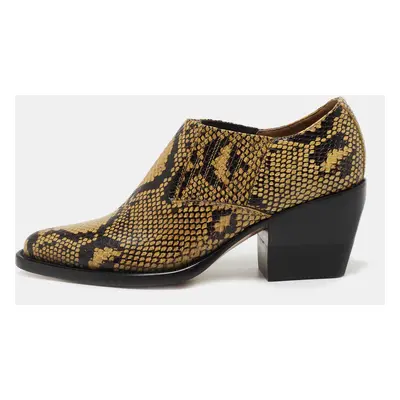 Chloe Yellow/Black Python Embossed Leather Rylee Ankle Boots Size