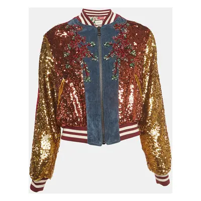 Gucci Multicolor Sequined Embroidered Bomber Jacket