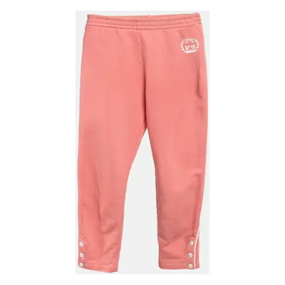 Gucci Pink Logo Print Cotton Knit Trackpants Yrs