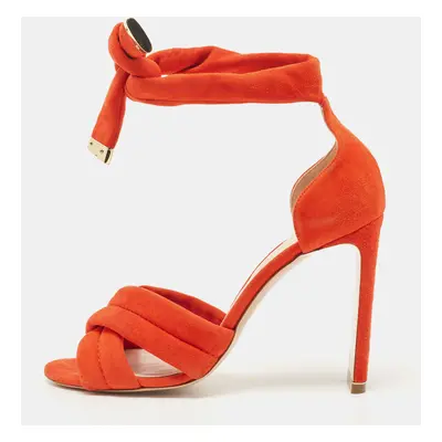 Nicholas Kirkwood Orange Suede Ziggy Sandals Size 37.5