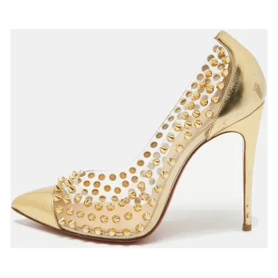 Christian Louboutin Gold Leather and PVC Spike Me Pumps Size