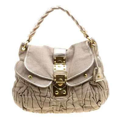 Miu Miu Beige Canvas Coffer Hobo