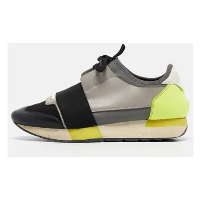 Balenciaga Multicolor Leather and Fabric Race Runner Sneakers Size