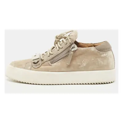 Giuseppe Zanotti Beige Velvet Sneakers Size