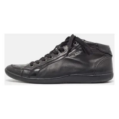 Prada Sport Black Nylon And Leather Lace Up Low Top Sneakers Size