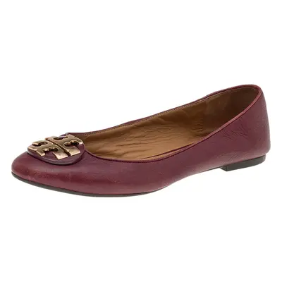 Tory Burch Burgundy Leather Ballet Flats Size 39.5