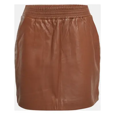 M Missoni Brown Leather Mini Skirt