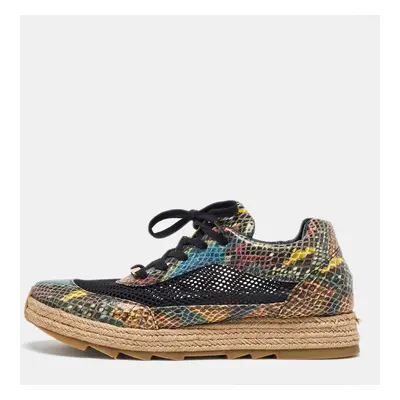 Stella McCartney Multicolor Python Effect Faux Leather and Mesh Espadrille Sneakers Size