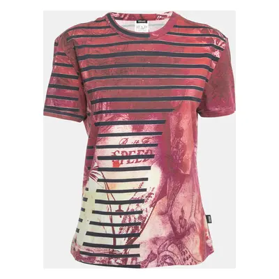 Versace Jeans Couture Pink All-Over Print stretch Cotton Short Sleeve T-Shirt