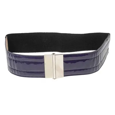 Dolce & Gabbana Purple/Black Patent Leather and Elastic Wide Waist Belt