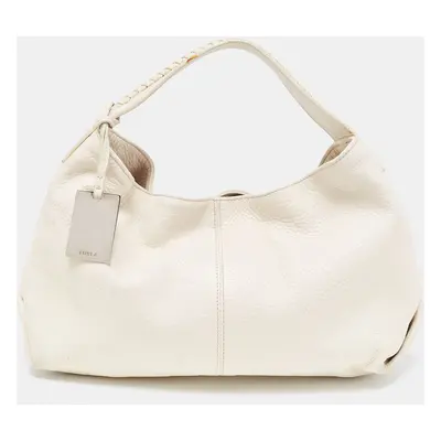 Furla White Leather Elisabeth Hobo