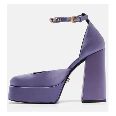 Versace Purple Satin Aevitas Platform Ankle Wrap Pumps Size