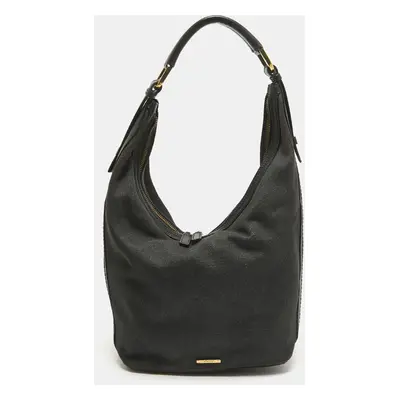 Gucci Black Denim and Leather Web Hobo