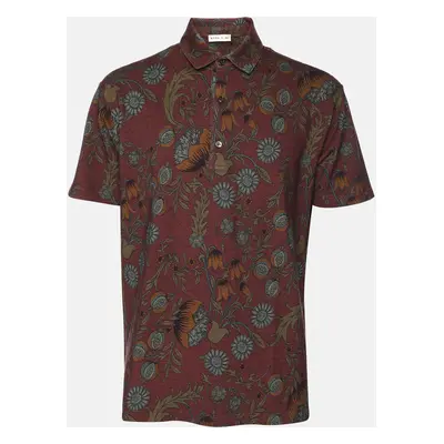 Etro Muticolor Floral Print Cotton Polo T-shirt