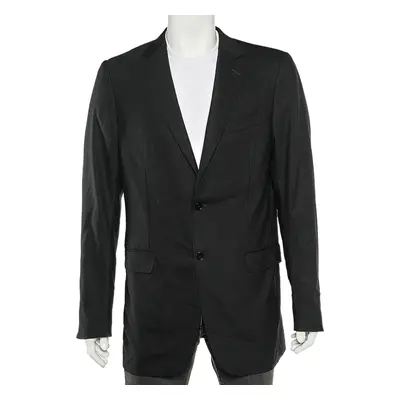 Ermenegildo Zegna Black Tonal Striped Wool Blazer