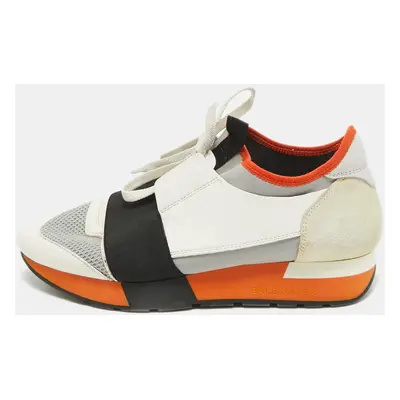 Balenciaga Tricolor Leather and Mesh Race Runner Sneakers Size