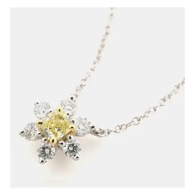 Tiffany & Co. Platinum, Diamond and Yellow Sapphire Buttercup Pendant Necklace