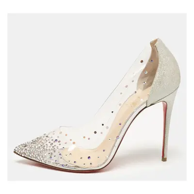 Christian Louboutin Silver Glitter and PVC Degrastrass Pumps Size