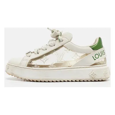 Louis Vuitton White/Green Monogram Leather and PVC Time Out Sneakers Size