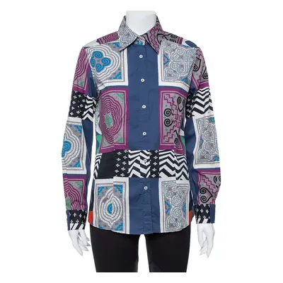 Etro Multicolor Patchwork Print Cotton Button Front Shirt