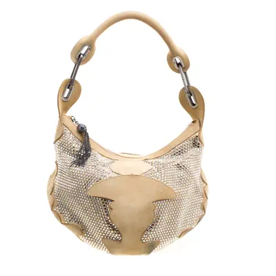 Jimmy Choo Light Brown Suede Swarovski Grant Hobo