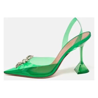 Amina Muaddi Green PVC Rosie Slingback Pumps Size 40.5