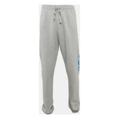 Gucci Grey Logo Print Cotton Jogger Pants