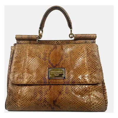 Dolce & Gabbana Sicily Python Leather Handbag