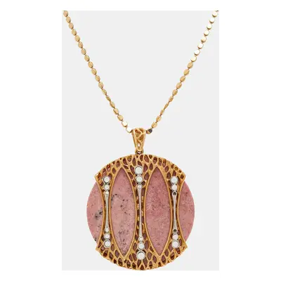 Roberto Cavalli Pink Marble Crystal Two Tone Necklace