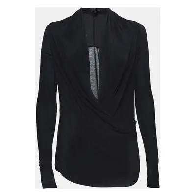 Victoria Beckham Black Silk Blend Deep Cowl Neck Top