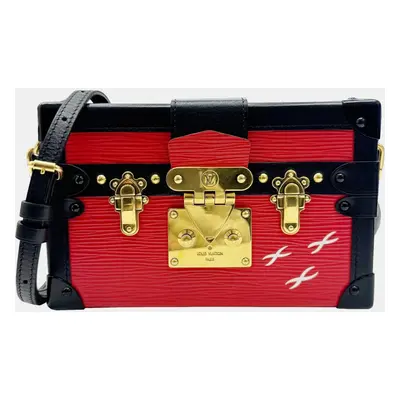 LOUIS VUITTON Red/Black Epi Petite Malle Trunk Clutch