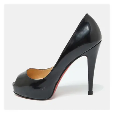 Christian Louboutin Black Patent Leather Lady Peep Toe Pumps 34.5