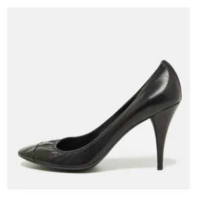 Prada Sport Black Leather and Patent Cap Toe Pumps Size