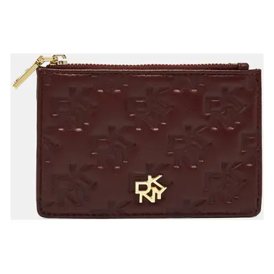 DKNY Burgundy Signature Embossed Leather Catherine Key Card Case