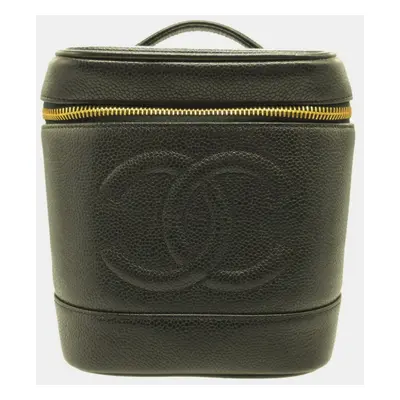 Chanel black caviar skin Vertical vanity bag