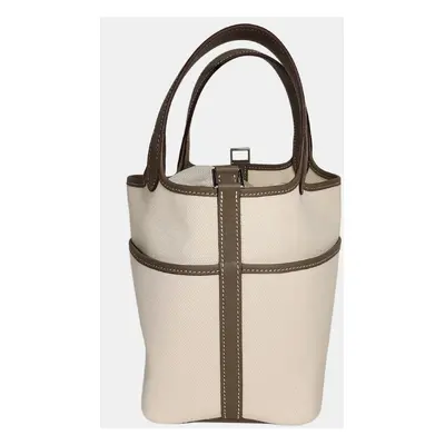 Hermes Cargo Ecru Toile Etoupe Swift Picotin bag PHW