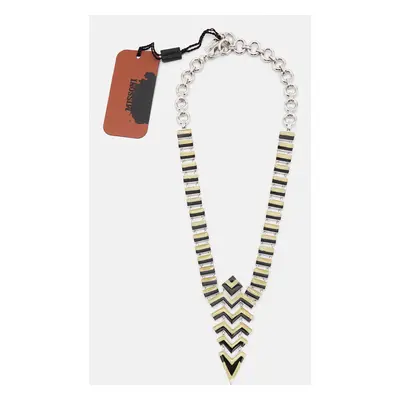 Missoni Enamel Silver Tone Geometric Shaped Long Necklace