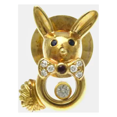 Chopard 18K Yellow Gold Diamond Ruby Sapphire Rabbit Tie Pin