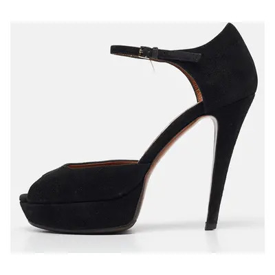 Gucci Black Suede Ankle Strap Sandals Size