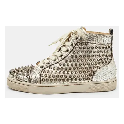 Christian Louboutin Gold Python Louis Spikes Sneakers Size