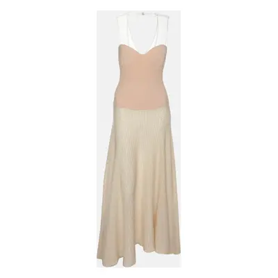 Jil Sander Cream/Beige Knit Virgin Wool Maxi Dress