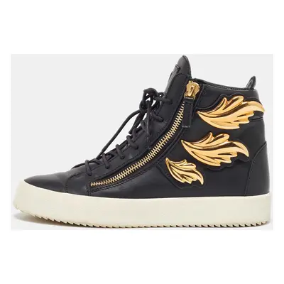 Giuseppe Zanotti Black Leather Wings High Top Sneakers