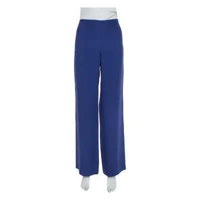 Armani Collezioni Dark Blue Crepe Wide Leg Trousers