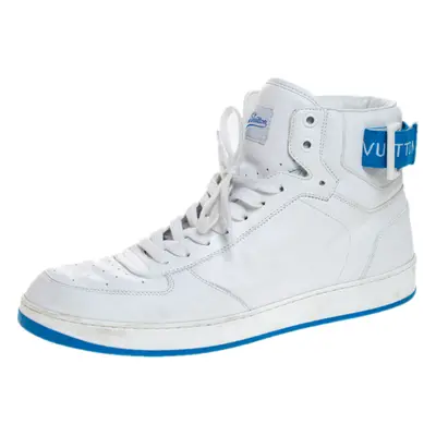 Louis Vuitton White/Blue Leather Rivoli High Top Sneakers Size