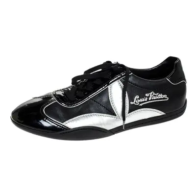 Louis Vuitton Black/Silver Patent Leather And Leather Low Top Lace Up Sneakers Size