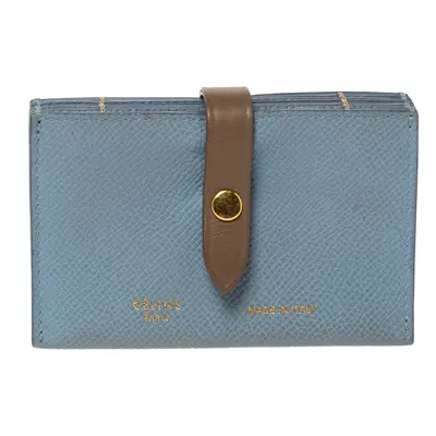 Celine Dusty Blue Grained Leather Accordeon Card Holder